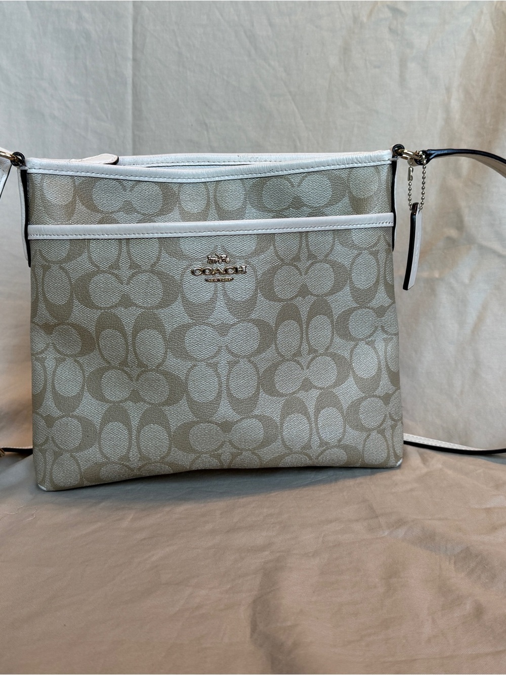 Coach Signature Crossbody in Chalk and Beige